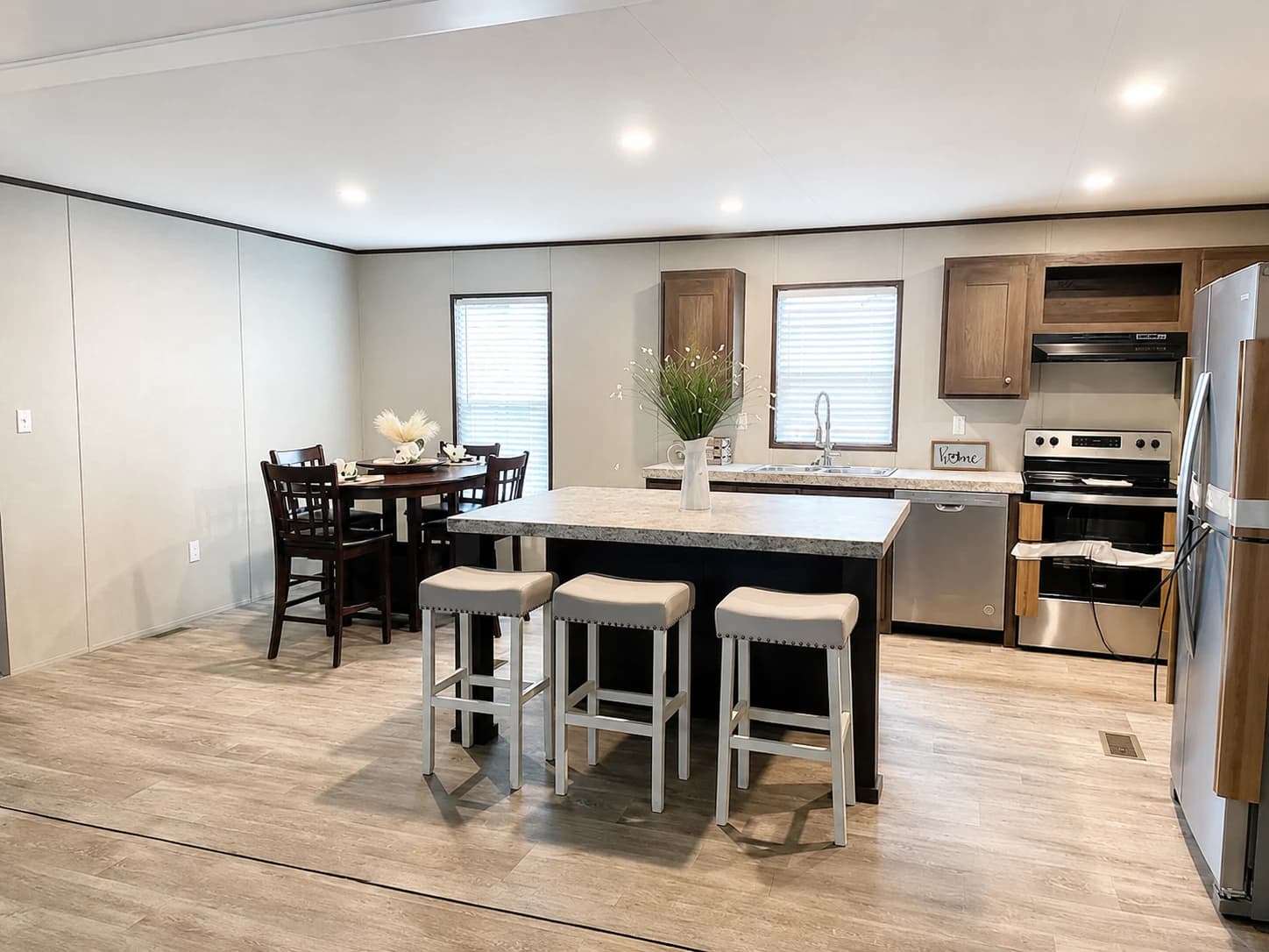Open kitchen and dining area of the Baha