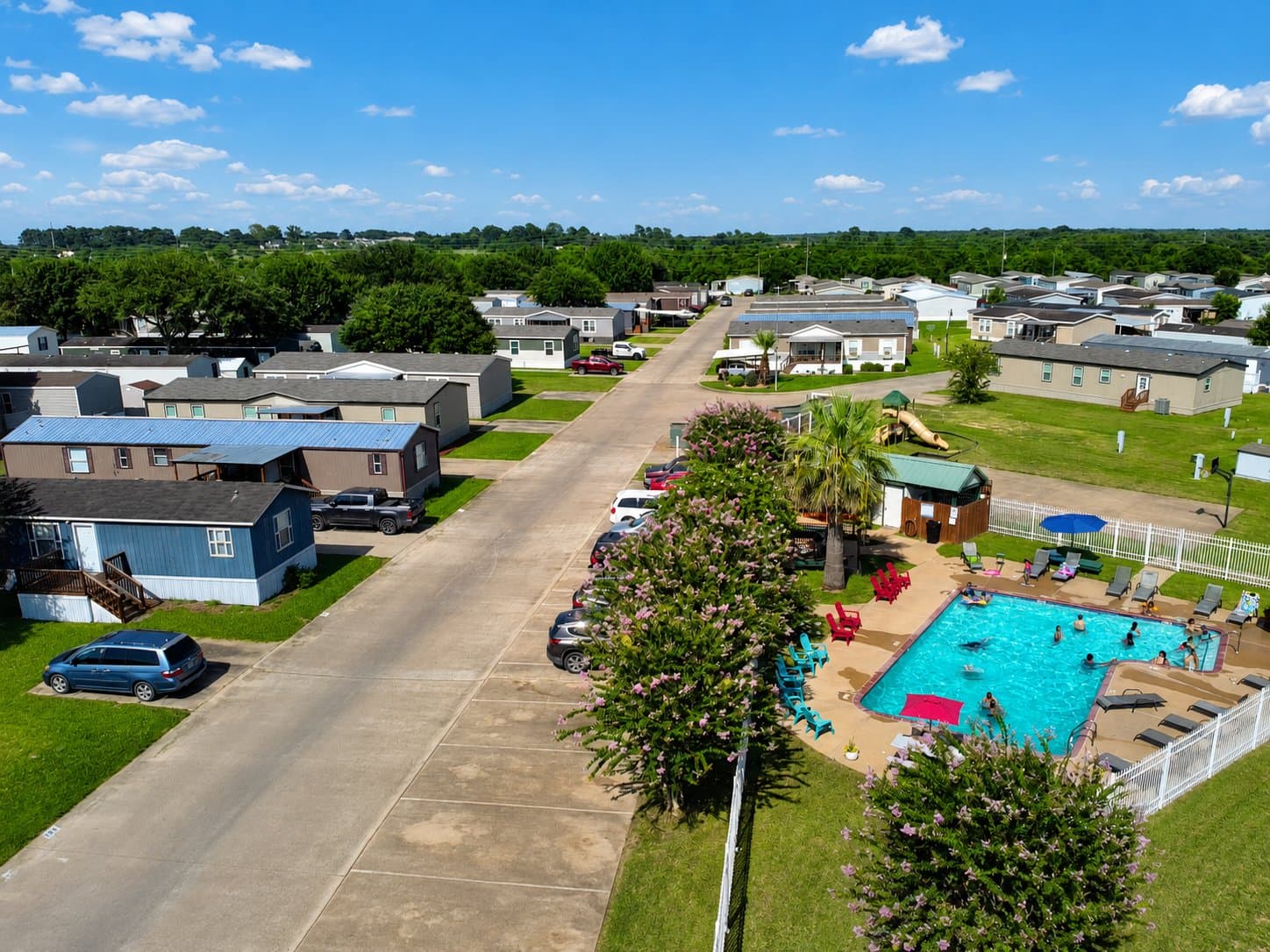 Aerial view of the Briarwood Estates community street